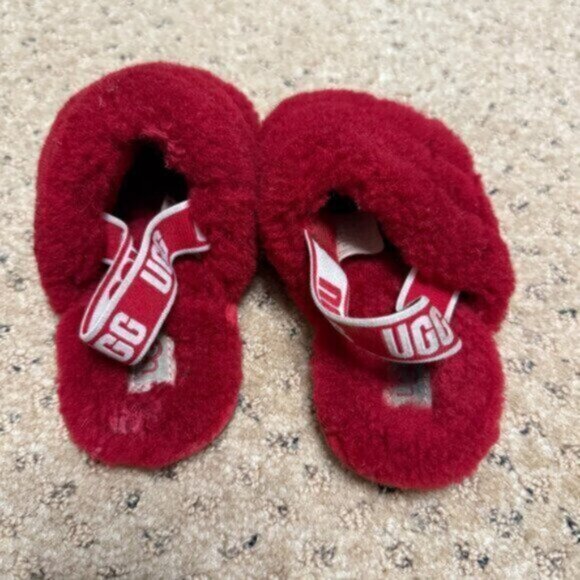 UGG Toddler size 11 red Fluff Yeah Slide slippers 1098579T - Picture 2 of 5